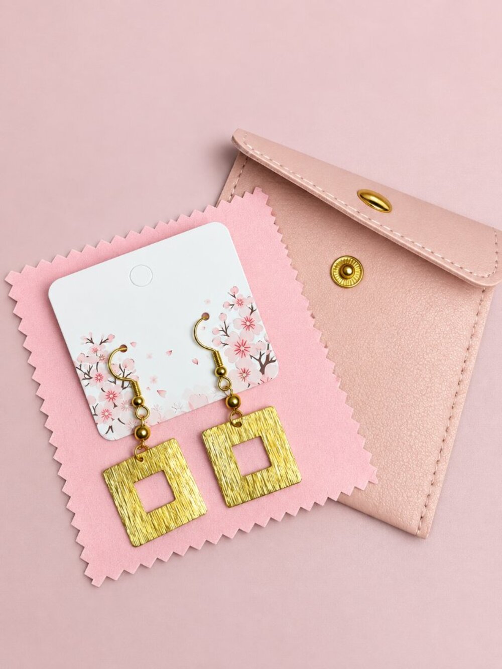 Gold-Tone Square Geometric Dangle Earrings